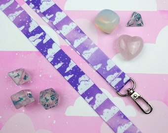 Purple Cloudy dreamy sky Lanyard, 45cm long