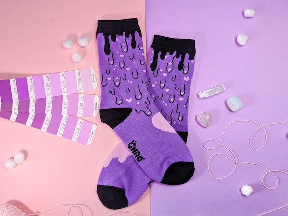 Purple Slime Drippy Melting Socks
