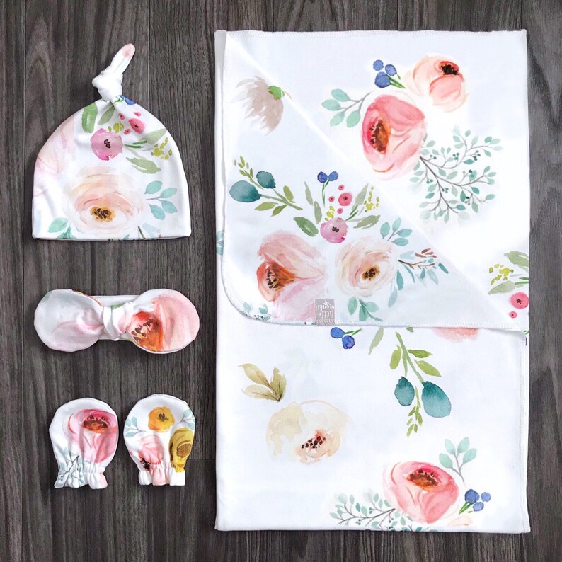 Organic swaddle blanket. Newborn hospital swaddle with hat ...
