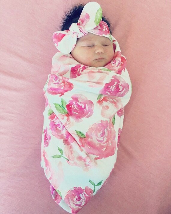 Organic swaddle blanket. Newborn hospital swaddle with hat & Etsy