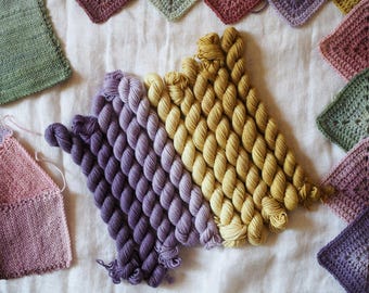 Viola & Senape – Sock Gradient Duo – Hand-dyed Yarn Set (10 Mini Skeins)