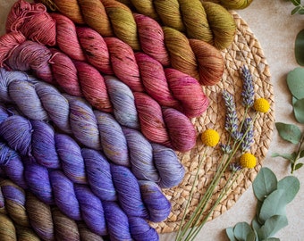 Wisteria collection - big 10 skeins fade set - Smooth Merino - Semisolid + Variegated