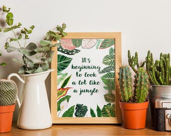 Kamerplanten poster – aquarel kunst, planten, jungle, interieur poster