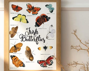 Delicate Ierse vlinders - aquarel kunstprint - Ierse dieren in het wild als wanddecoratie