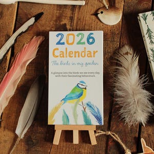 2026 Desk calendar - The birds in my garden Calendar - Bird calendar - Watercolour illustrations - Easel - Small calendar - Made in Ireland