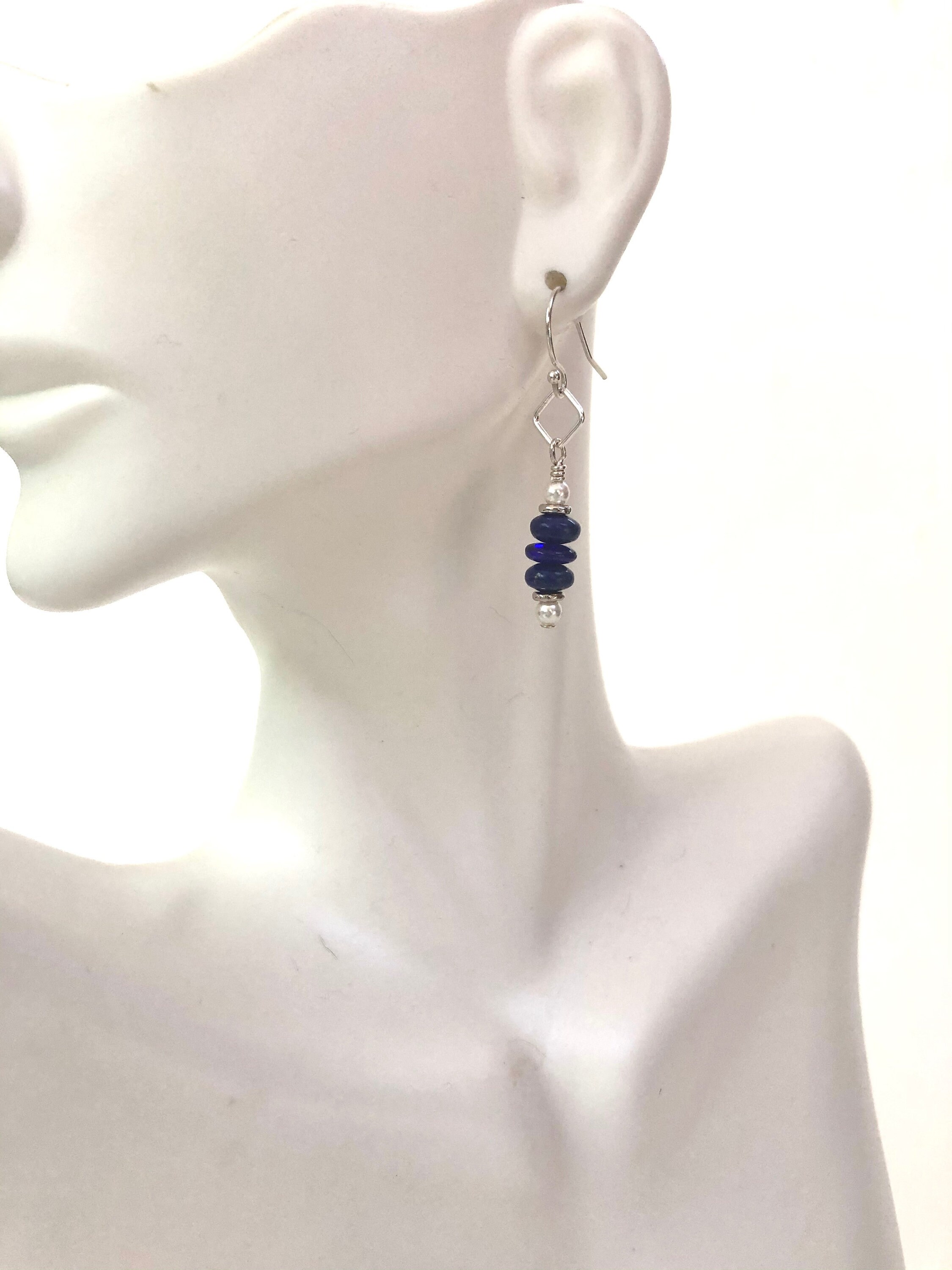 Stunning Lapis Lazuli Earrings Sterling Silver Earrings for | Etsy