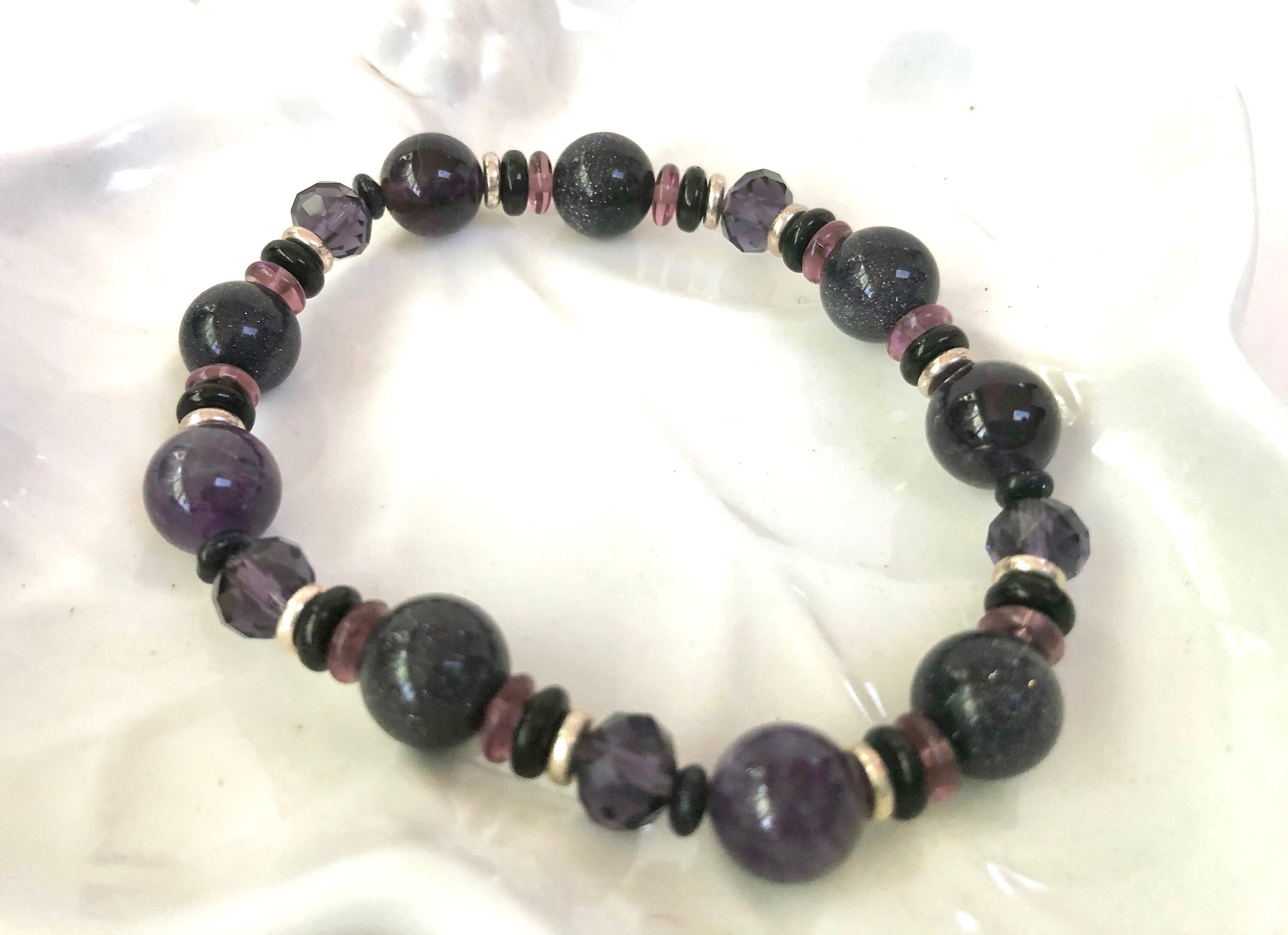 Amethyst Stretch Bracelet for Women Purple Beaded Bracelet | Etsy
