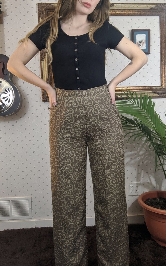 90's Bronze Brocade Wide Leg Dress 