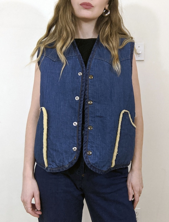 70s Shearling Denim Vest