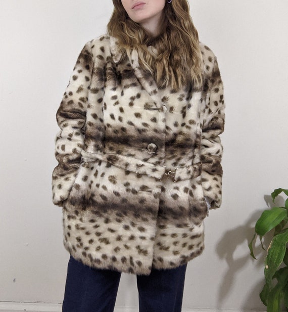 1960's Vintage Faux Fur Leopard Print Coat