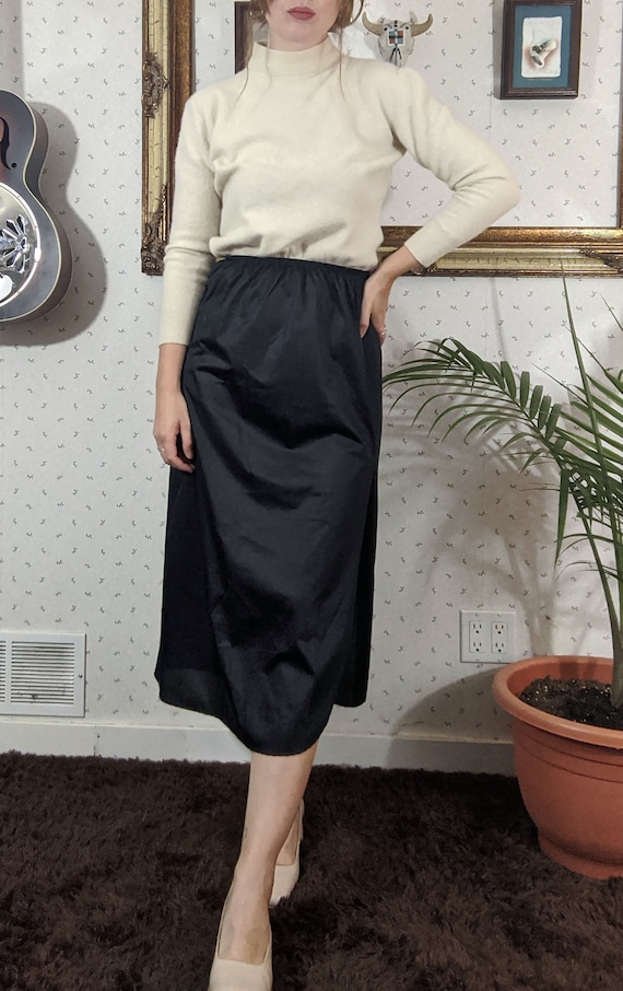 Satin Mid Length High Slit Slip Skirt