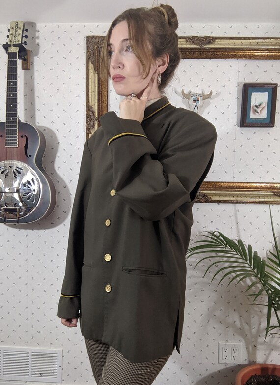 1980s Army Green Military Blazer