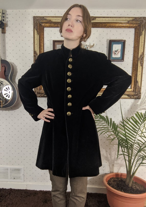 80s Velvet Black Military Jacket