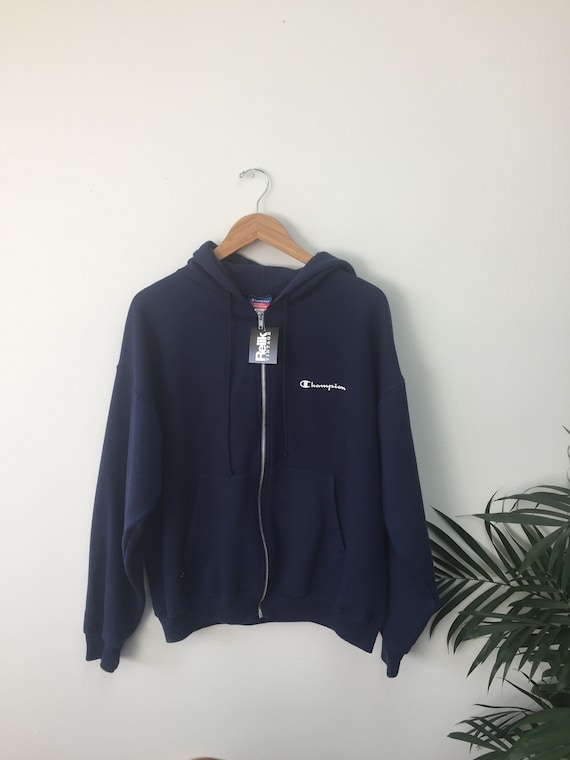 blue champion zip up hoodie