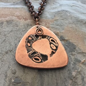 Copper and Steel Metal Clay Triangular Pendant from my Magic Moon Collection