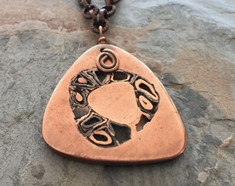 Cobre y acero Metal arcilla colgante Triangular de mi colección de magia Luna