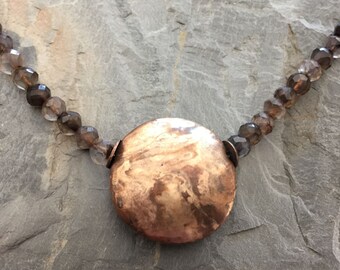 Copper and Bronze Metal Clay Lentil Bead