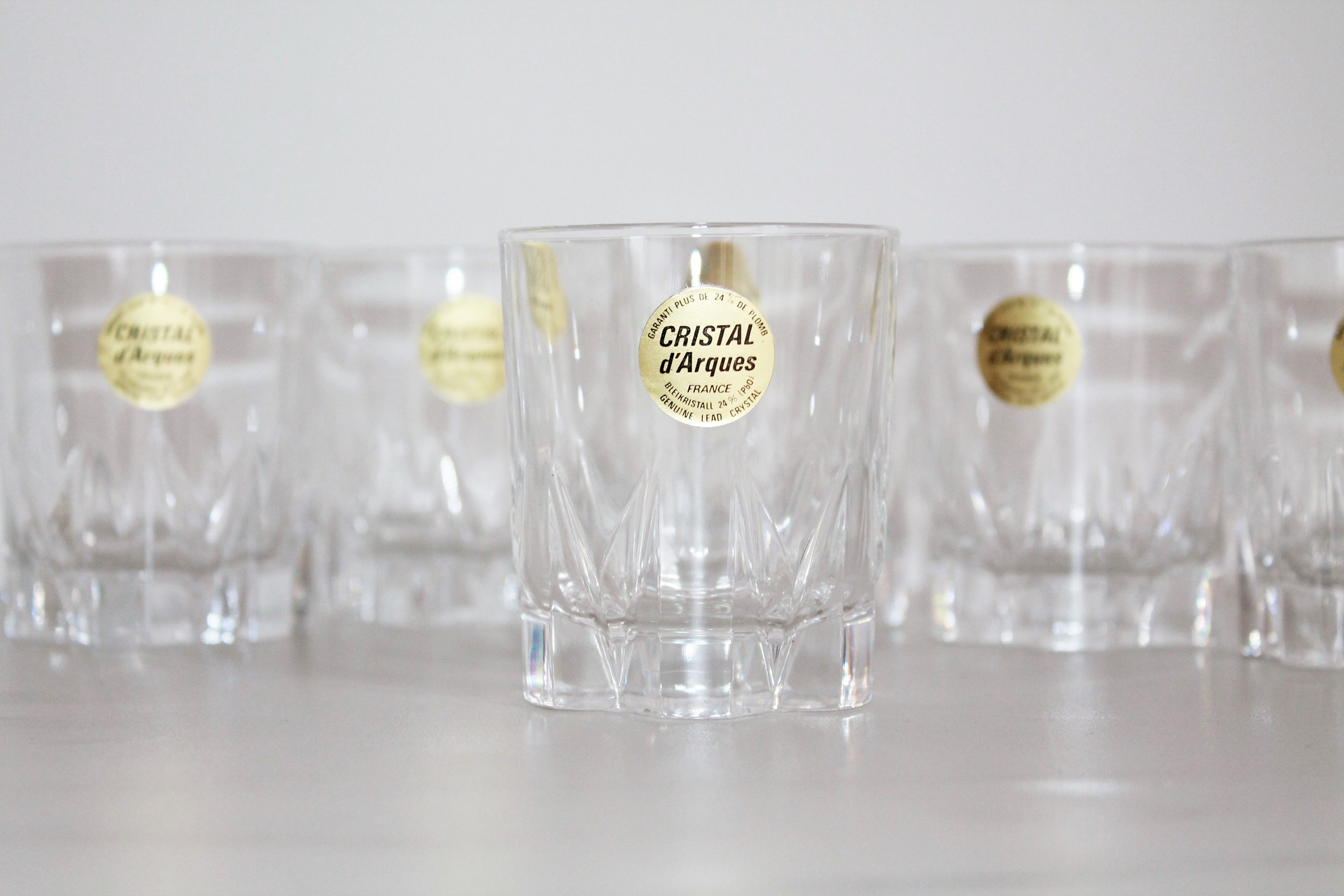 Verres à Shot, Set de 6, Verres Crystal, Rock, Français Vintage, Vaisselle Bar, Cristal d'arques, en