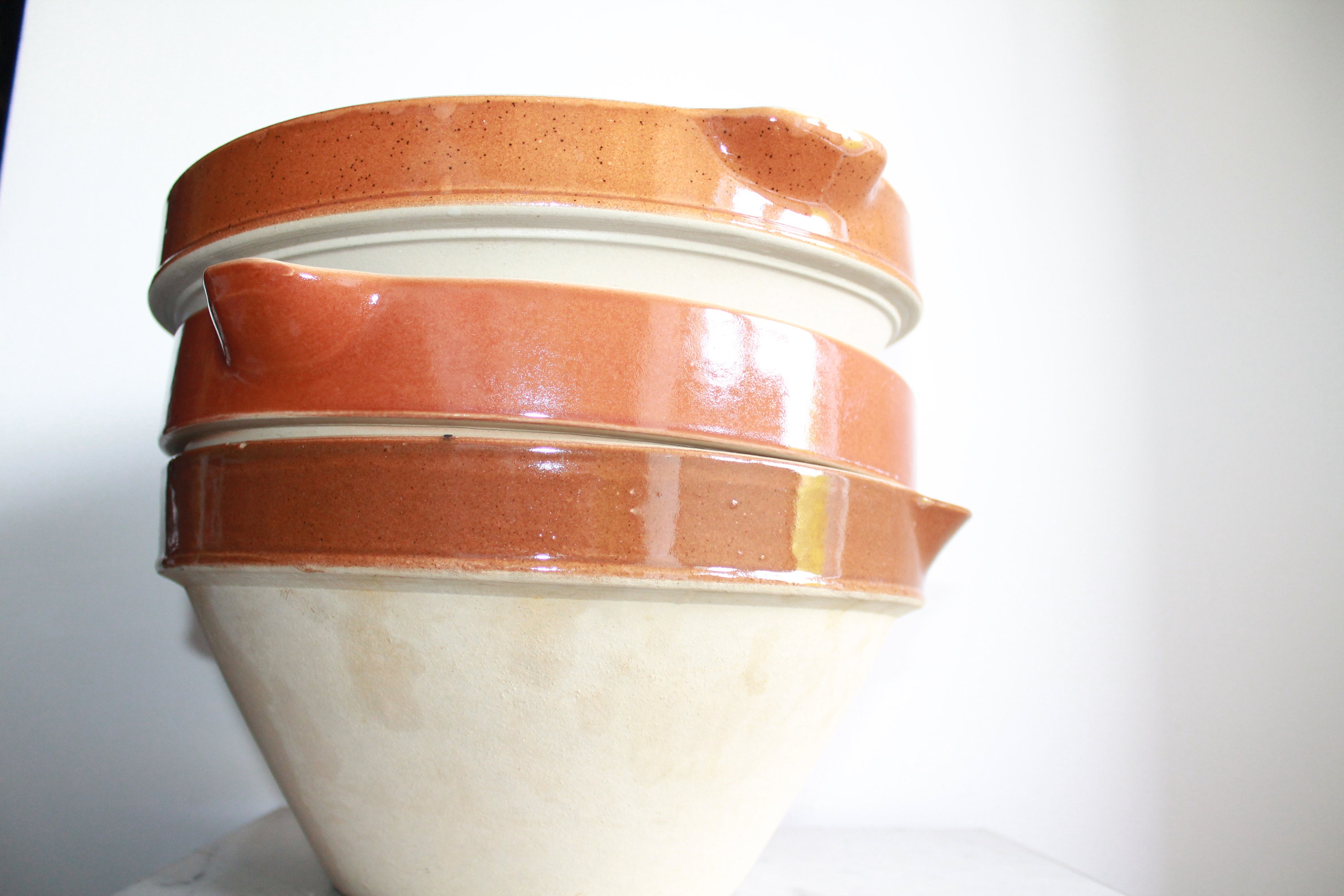 Digoin Bowl, Tian Confit Mixing Stoneware Gresale Glazed Terracotta Pottery Very Large Bowl
