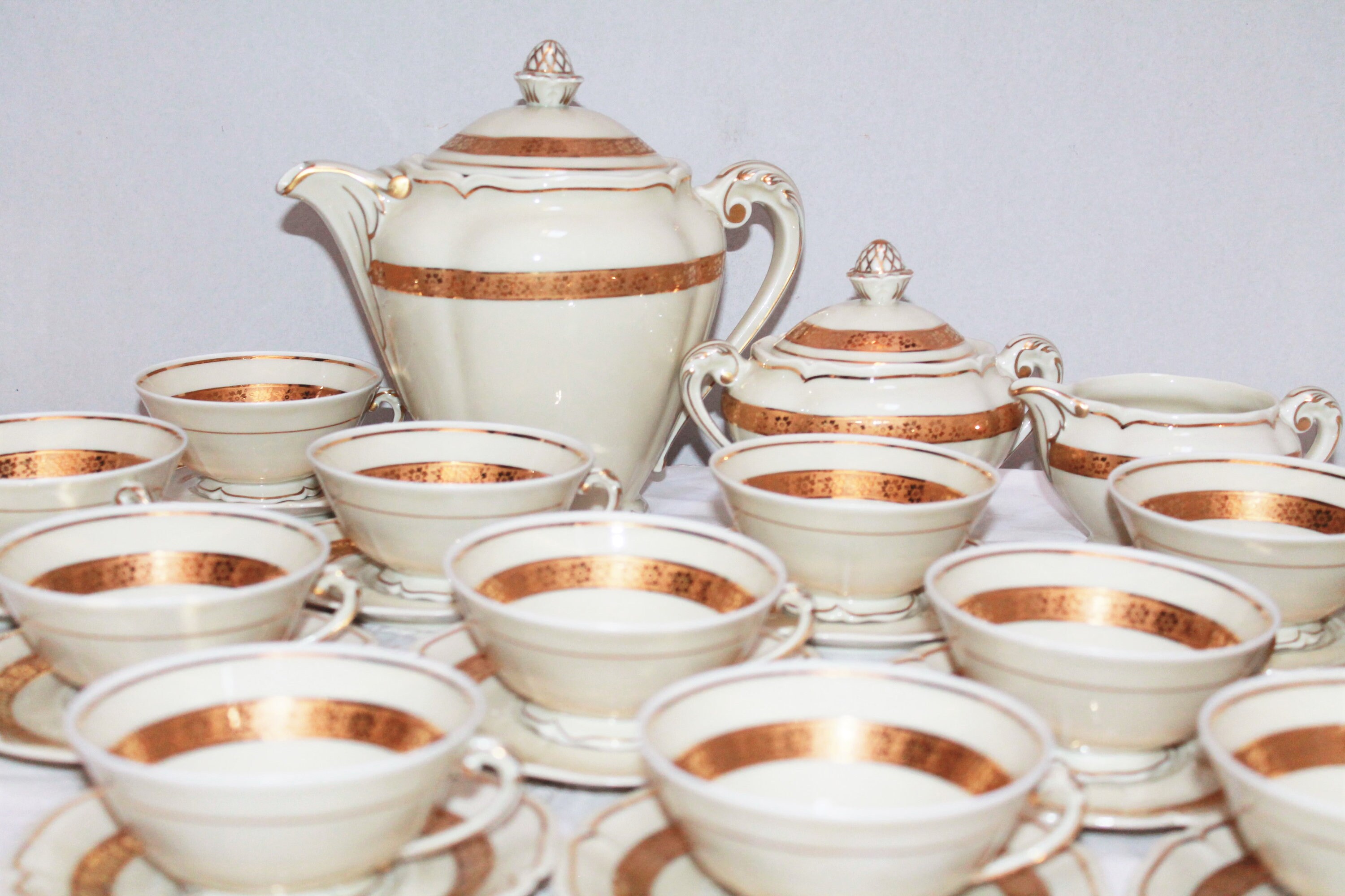 Royal Limoges, Français Coffee Set, Limoges Chine, Breakfast Pot, White & Gold China, Ancienne Fabri