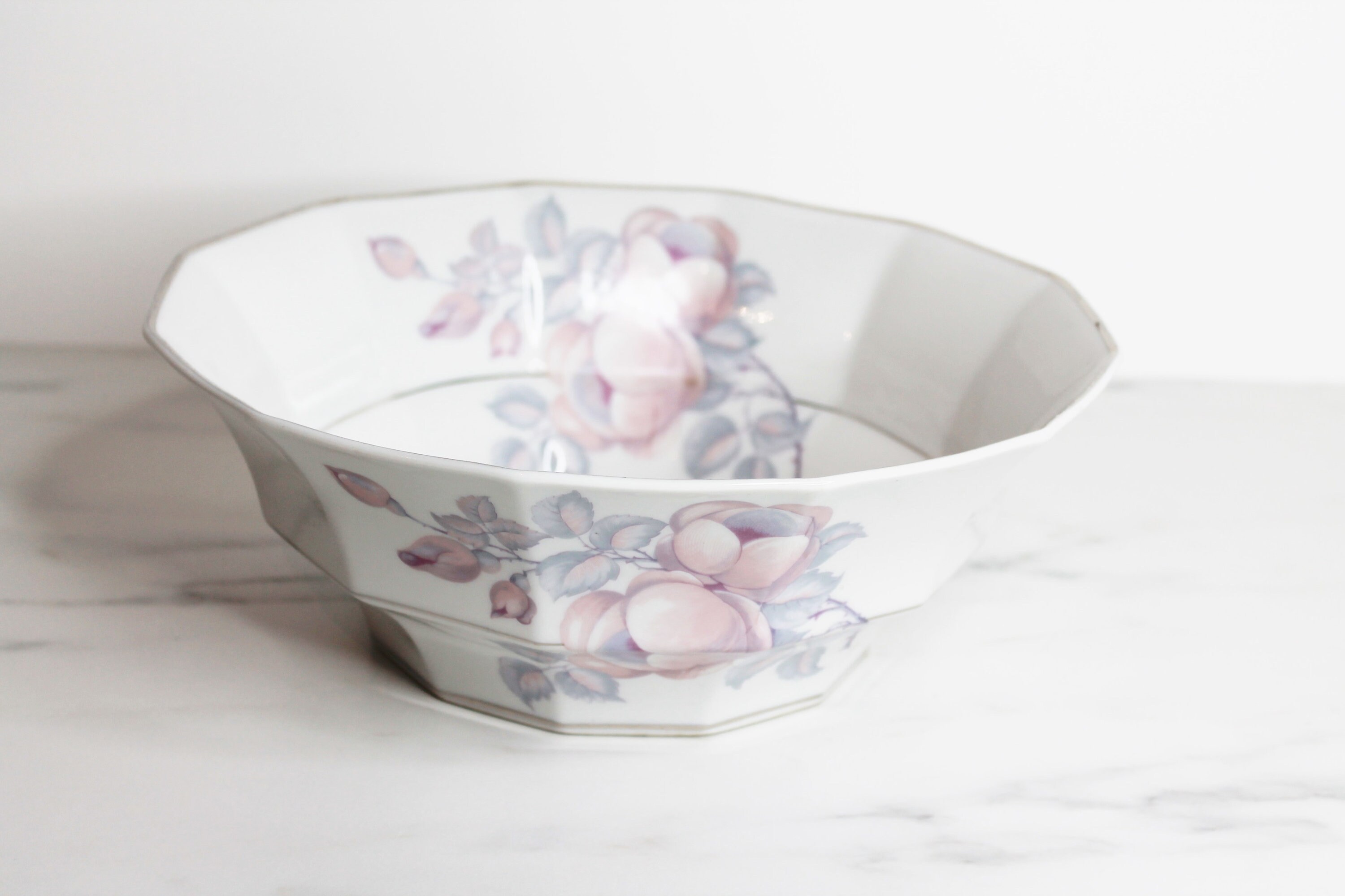 Deep Bowl, Ceramic Fruit White Limoges, Art Déco, Lilac Flowers, Serving Français Dinner Set, Chine