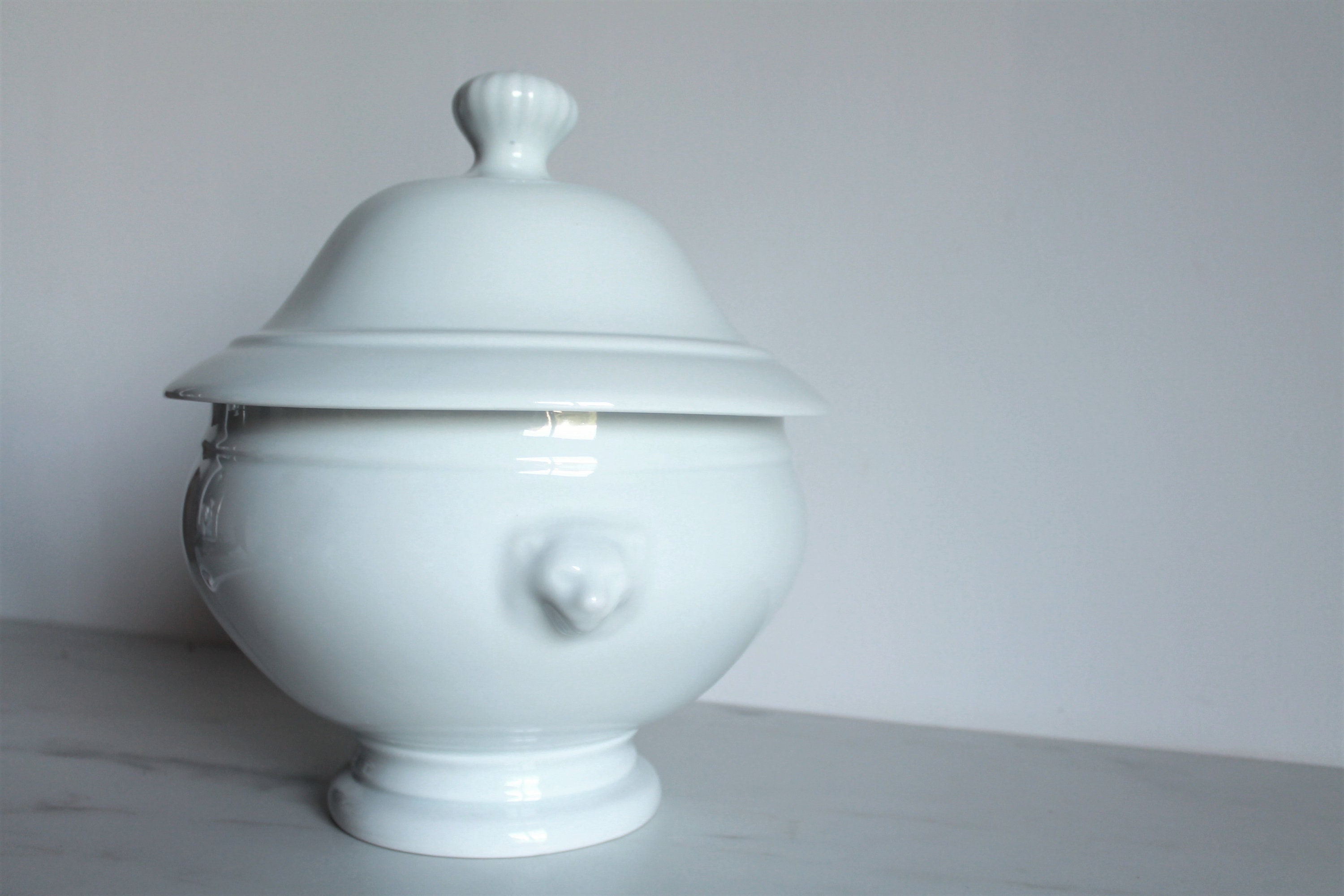 Soupe Tureen, Français Porcelaine Blanche, Français, Bol de Service avec Couvercle, Vaisselle Table 