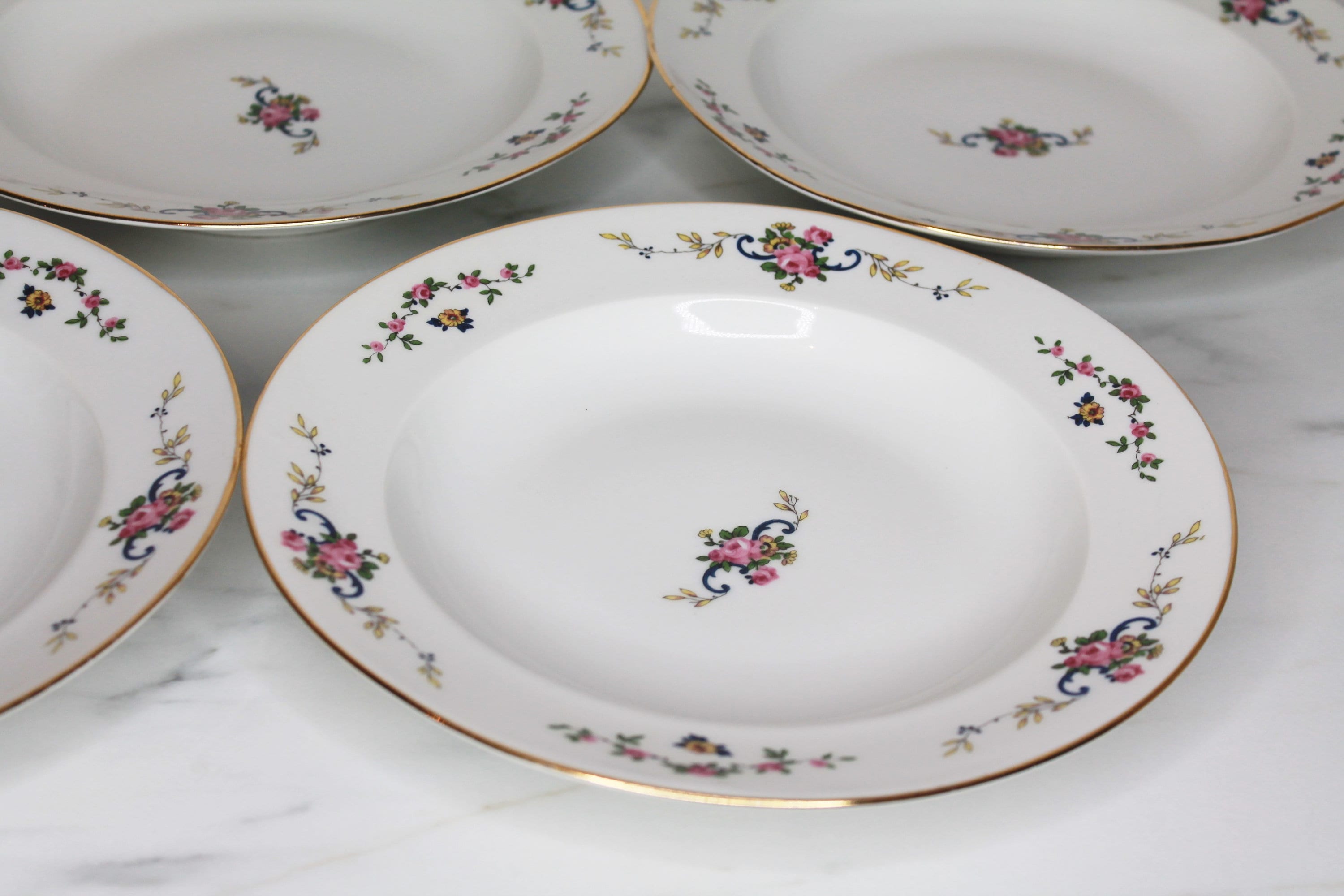 Assiettes à Salade, Limoges Raynaud & Co, Assiettes Soupe, Ensemble de Dîner Français, en Porcelaine