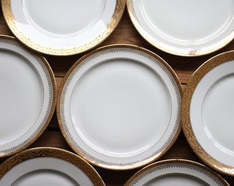 10 Limoges Plates, Dinner Plates, Antique Plates, Porcelain Dinnerware, Gold Plates, Porcelain Plates, Stamped Limoges, White Plates