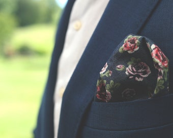 Blue flowered pocket square