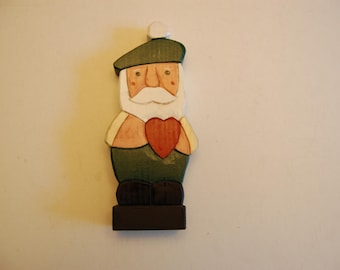 Hand Carved Wooden Santa with Base