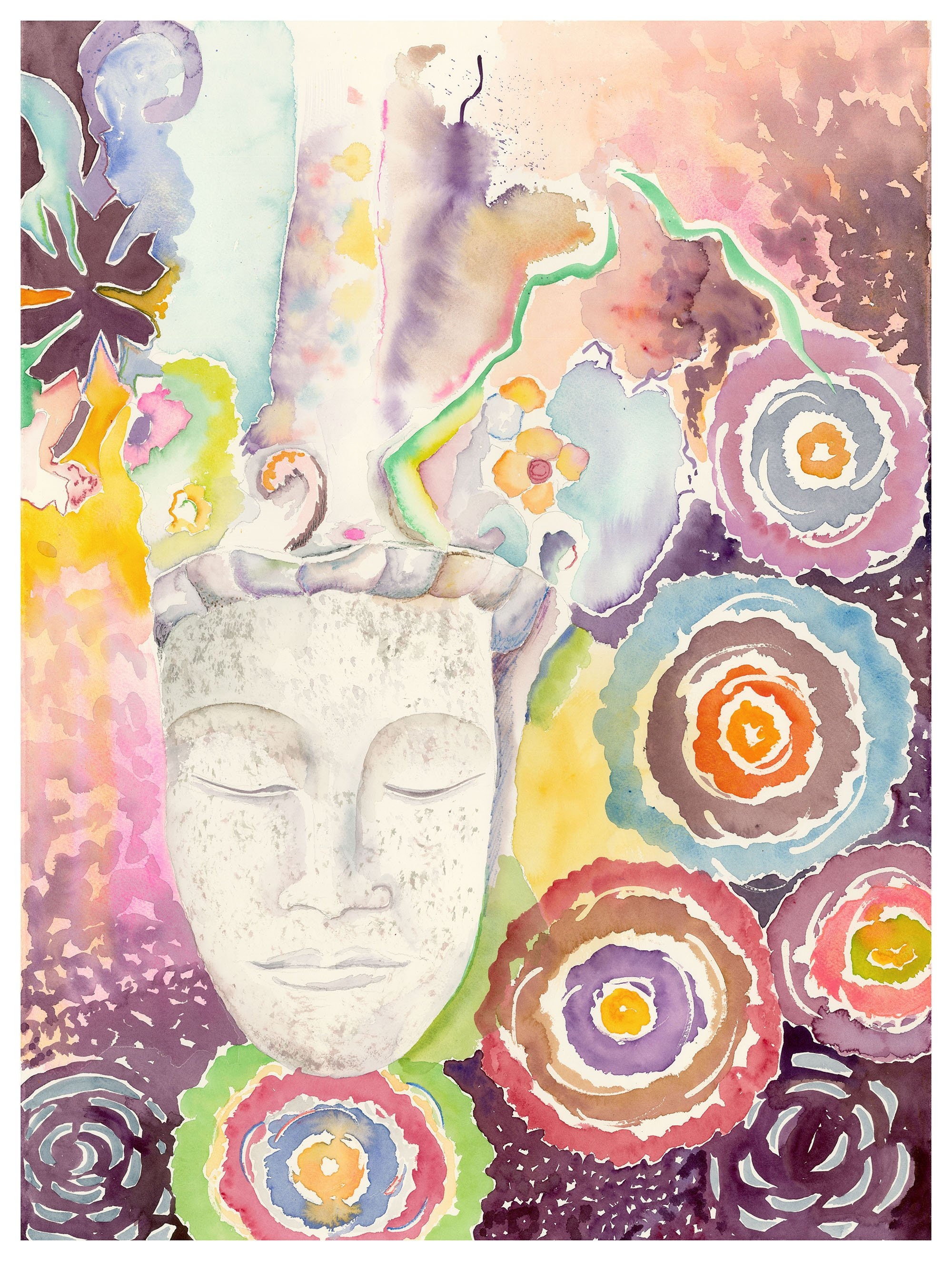 Meditation by Helen Yamada, Buddha art, Buddha watercolor, buddha wall
