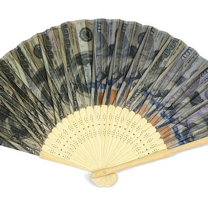 Hundred Dollar Bill Hand Fan Natural Handle