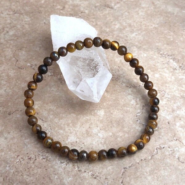 Tiger Eye Grade A+ Power Mini 4mm Beaded Gemstone Bracelet - 6, 7, 8 Inch Bracelet - Crystal Jewelry - Courage Stone - Yoga - Meditation