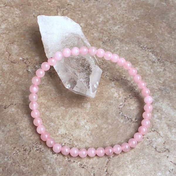 Rose Quartz Grade A+ Power Mini 4mm Beaded Gemstone Bracelet - 6, 7, 8 Inch Bracelet - Energy Crystal Jewelry - Love - Yoga -Energy Bracelet