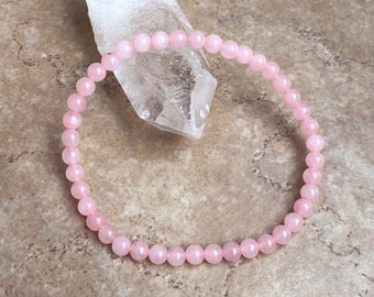 Rose Quartz Grade A+ Power Mini 4mm Beaded Gemstone Bracelet - 6, 7, 8 Inch Bracelet - Energy Crystal Jewelry - Love - Yoga -Energy Bracelet