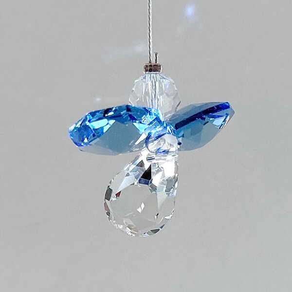 Mini Crystal Angel Sun Catcher, Sapphire Crystal Guardian Angel, Austrian Crystal Prism, Crystal Rainbow Maker, Austrian Crystal Angel