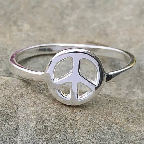 Sterling Silver Peace Sign Ring, Peace Ring, Peace Jewelry, Boho Ring, Peace Lover Ring, Peace Symbol Ring, Peace Jewelry