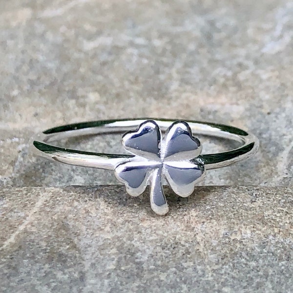 Sterling Silver Four Leaf Clover Ring, Shamrock Ring, Four Leaf Clover Jewelry, Boho Ring, Irish Lover Ring, Lucky Charm