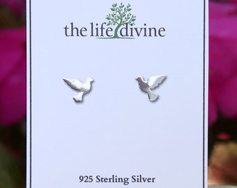 Sterling Silver Dove Earrings, Dove Stud Earrings, Bird Earrings, Dove Jewelry, Bird Gifts, Bird Jewelry, Dainty Earrings