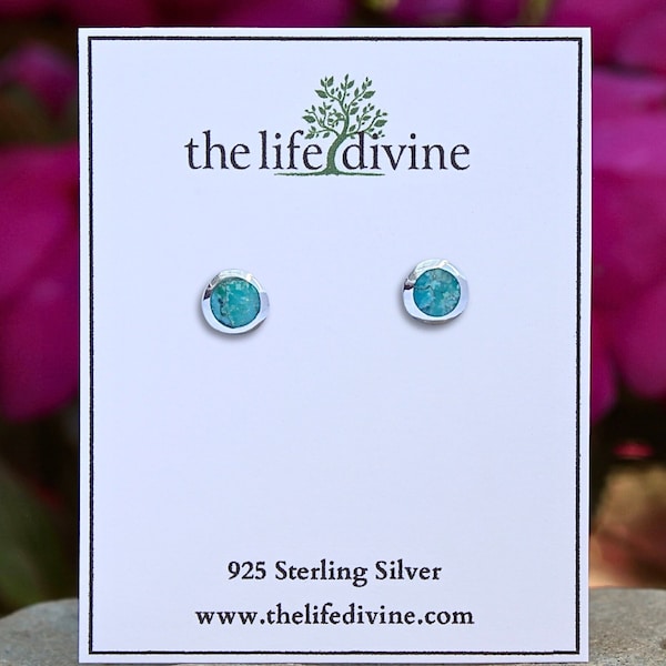 Sterling Silver Turquoise Earrings, Genuine Turquoise Stud Earrings, 7mm Posts, Gemstone Earrings, 925 Sterling Silver Post Earrings