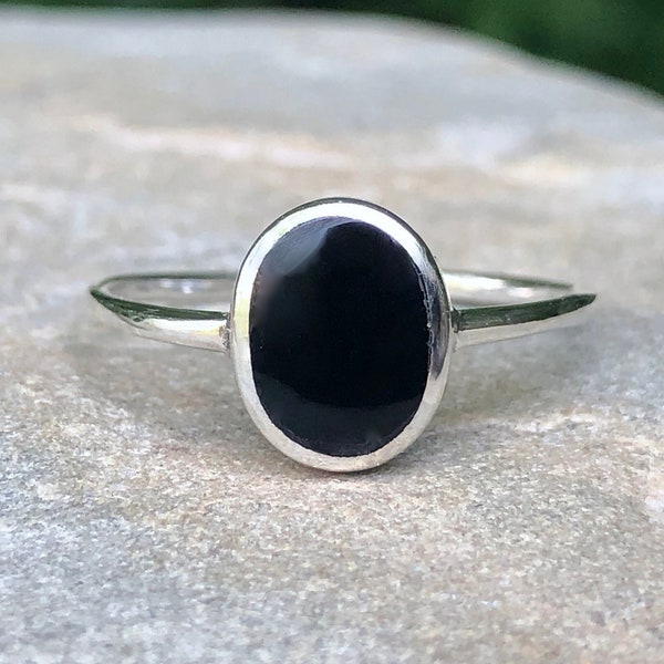 Sterling Silver Black Onyx Ring, Genuine Onyx Ring, 925 Sterling Silver,Statement Ring,Boho Ring,Onyx Jewelry,Oval Onyx Ring,Protection Ring