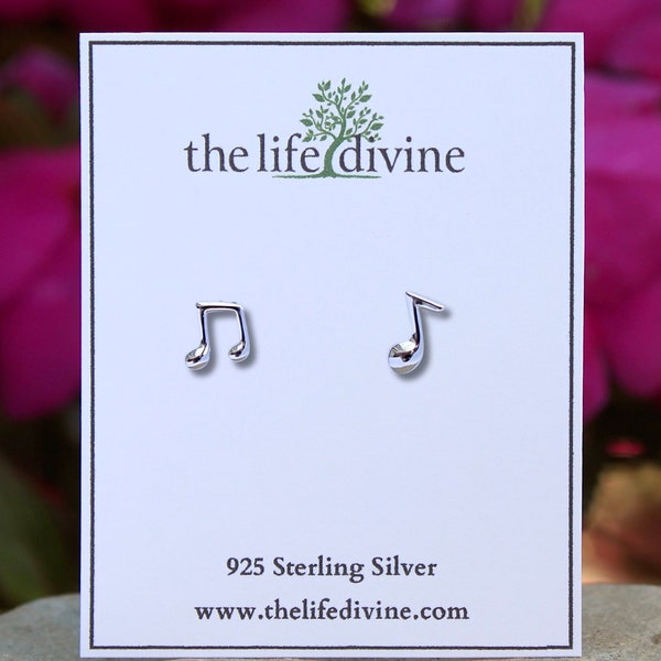 Sterling Silver Music Notes Stud Earrings, Music Earrings, Music Note Post Earrings, Music Teacher Gift, Musician Earrings, Dainty Earrings