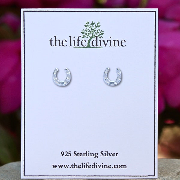 Sterling Silver Small Horseshoe Stud Earrings, Lucky Horseshoe Earrings, Equestrian Earrings, Gift For Horse Lover, Good Luck Earrings