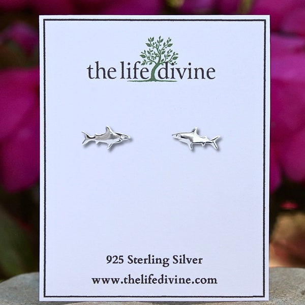 Sterling Silver Shark Earrings, Shark Stud Earrings, Beach Lover Earrings, Shark Lover Gift, Shark Jewelry, Dainty Earrings,Baby Shark Studs