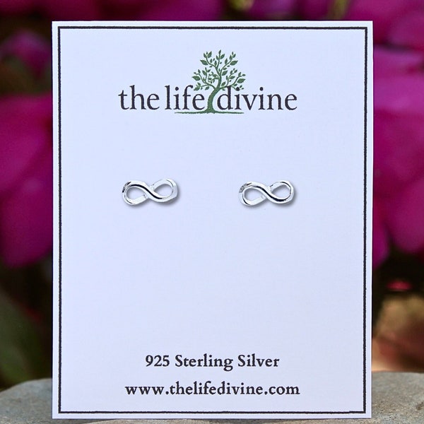 Sterling Silver Infinity Symbol Earrings, Infinity Stud Earrings, Infinity Love Jewelry, 925 Sterling Silver, Minimalist Dainty Earrings