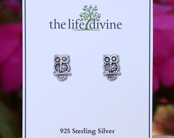 Sterling Silver Owl Earrings, Owl Stud Earrings, Bird Earrings, Owl Gifts, Owl Jewelry, Dainty Earrings