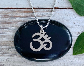 Sterling Silver Om Necklace - Sterling Silver Om Charm - Om Symbol Charm - Yoga Jewelry- Aum Necklace- Ohm Pendant- Om Silver Necklace