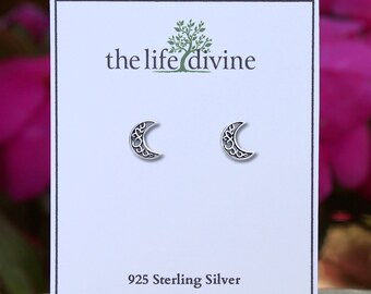 925 Sterling Silver Crescent Moon Earrings, Moon Studs, Celestial Earrings, Crescent Moon Jewelry, Boho Moon Earrings, Celestial Jewelry