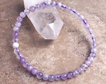 Lavender Amethyst Grade A+ Power Mini 4mm Beaded Gemstone Bracelet - 6, 7, 8 Inch Bracelets - Energy Crystal Jewelry - Yoga -Energy Bracelet