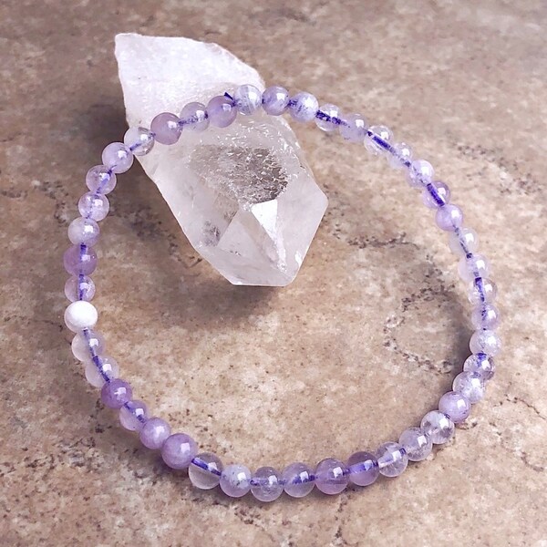 Lavender Amethyst Grade A+ Power Mini 4mm Beaded Gemstone Bracelet - 6, 7, 8 Inch Bracelets - Energy Crystal Jewelry - Yoga -Energy Bracelet